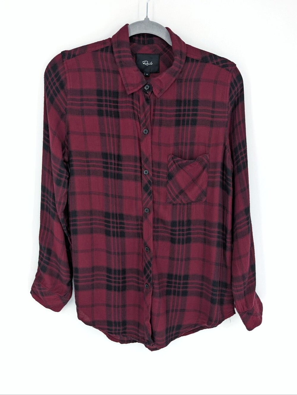 Rails Hunter Shirt Plaid Burgundy Jet Button Front Long Sleeve Medium SOFT
